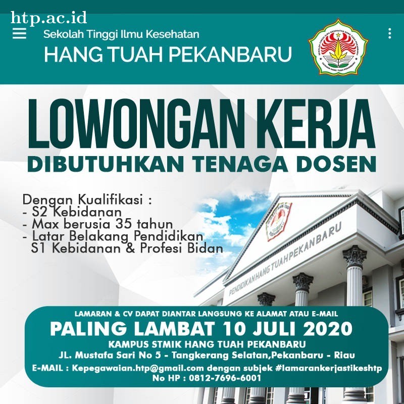 Lowongan Kerja Dosen S1 Kebidanan STIKes HTP