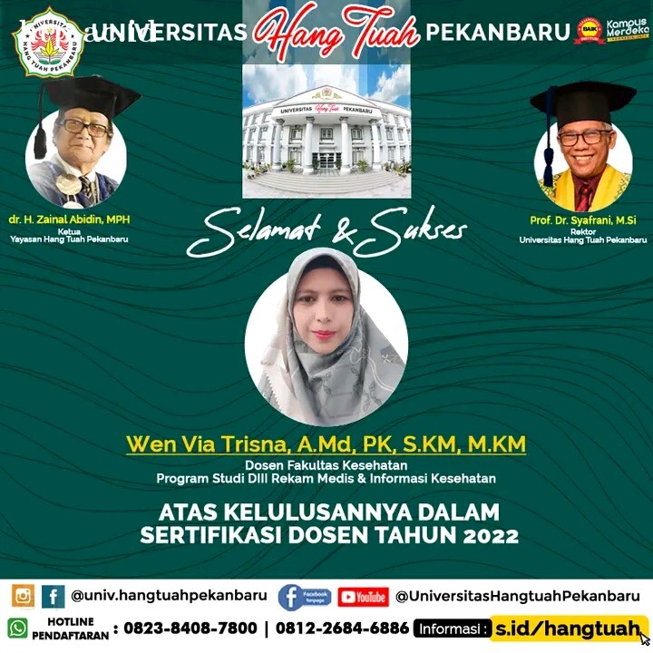 Sertifikasi Dosen Fakultas Kesehatan Program Studi DIII Rekam Medis & Informasi Kesehatan Universitas Hang Tuah Pekanbaru