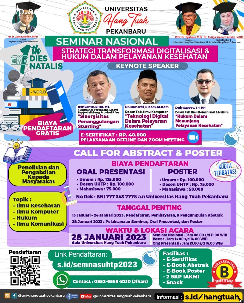 Seminar Nasional Dies Natalis Universitas Hang Tuah Pekanbaru Ke-1 Tahun 2023
