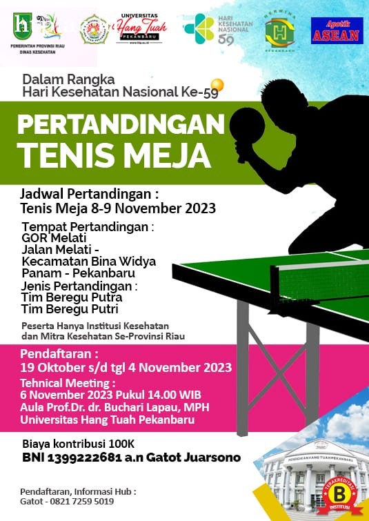 Universitas Hang Tuah Pekanbaru Ditunjuk Sebagai Pelaksana Pertandingan Tenis Meja Pada HKN Ke-59 Tahun 2023