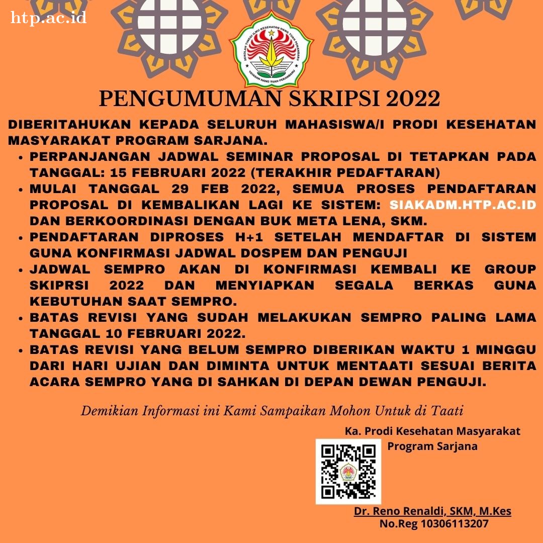 INFO SKRIPSI MAHASISWA PROGRAM STUDI KESEHATAN MASYARAKAT TAHUN 2022