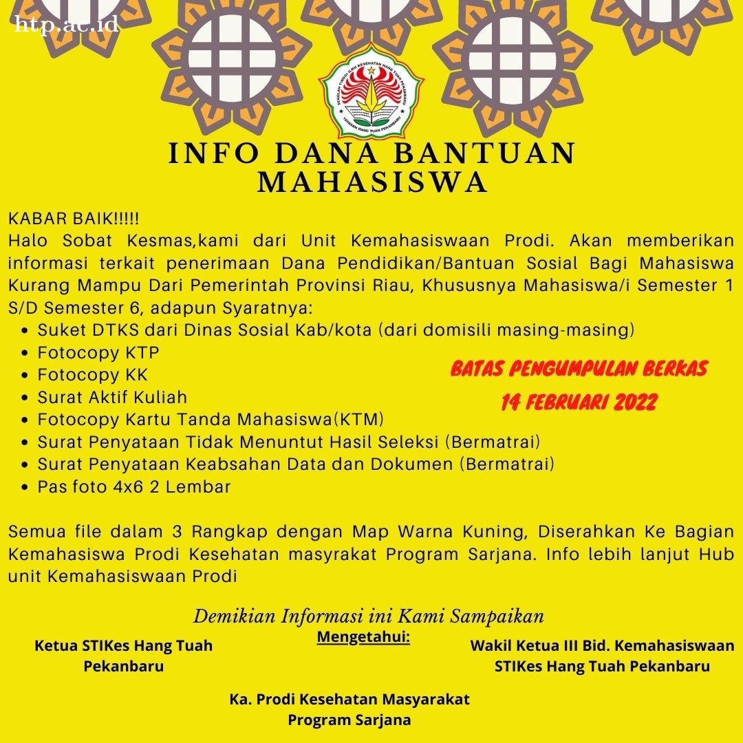 DANA BANTUAN MAHASISWA DARI PEM.PROV RIAU TAHUN 2022