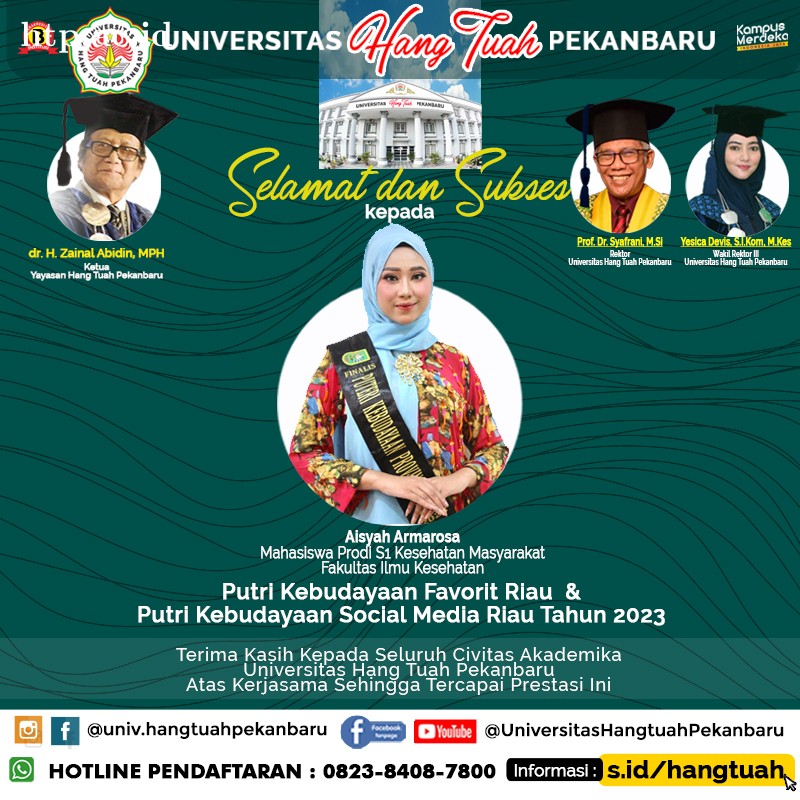 Mahasiswa S1 Kesehatan Masyarakat UHTP kembali meraih prestasi dalam Event Putri Kebudayaan Riau Tahun 2023