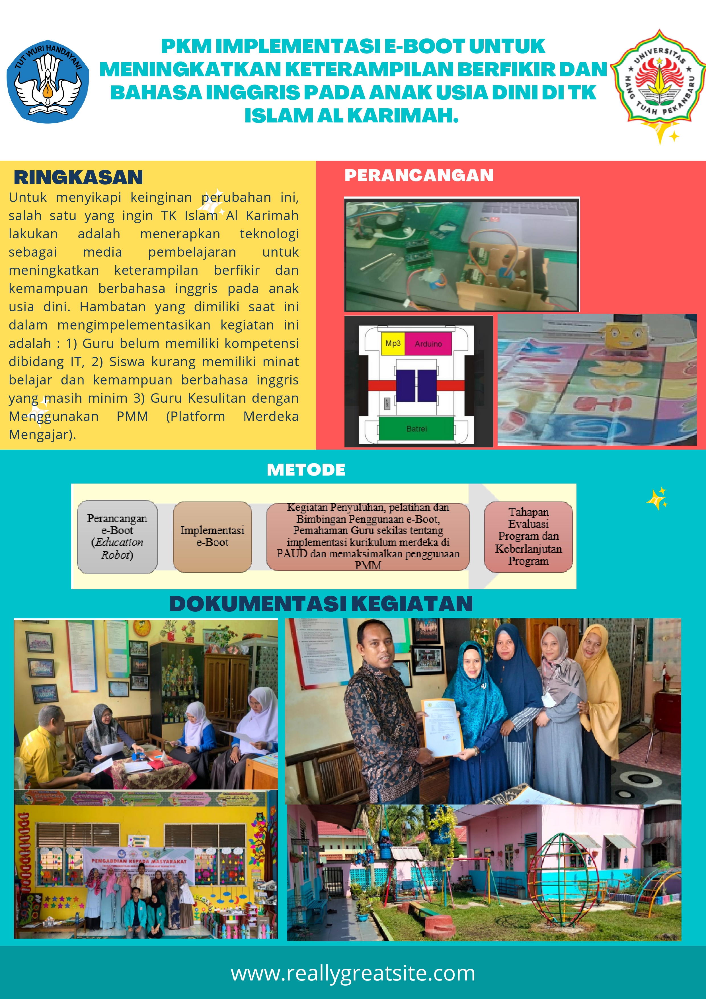 PKM Implementasi e-Boot Untuk Meningkatkan Keterampilan Berfikir dan Bahasa Inggris Pada Anak Usia Dini di TK Islam Al Karimah